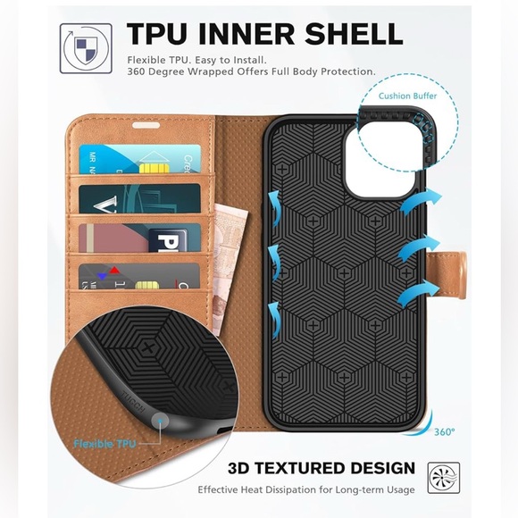 EUC Tan Leather Wallet Case for iPhone 12 Pro Max 5G Slots for Driver’s License - Picture 4 of 7